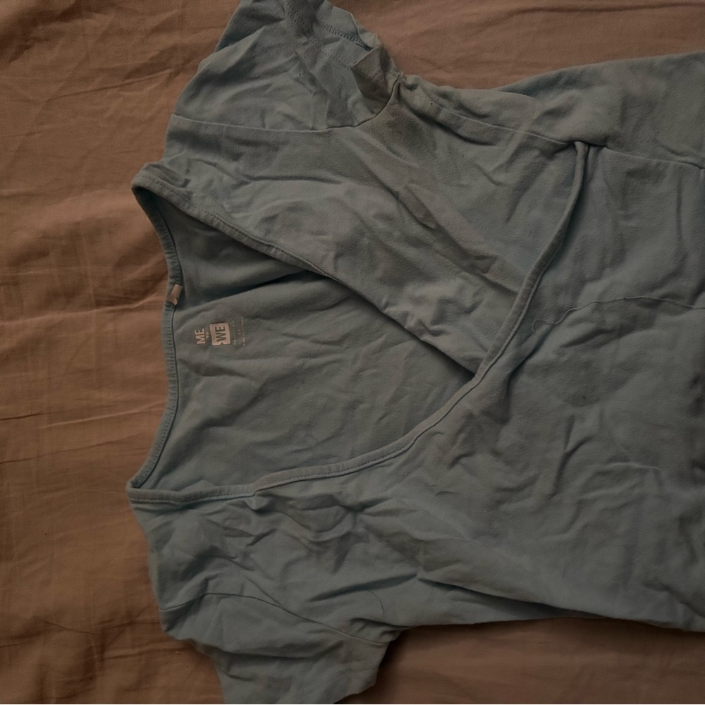 Blue Short Sleeve Crossover Tee